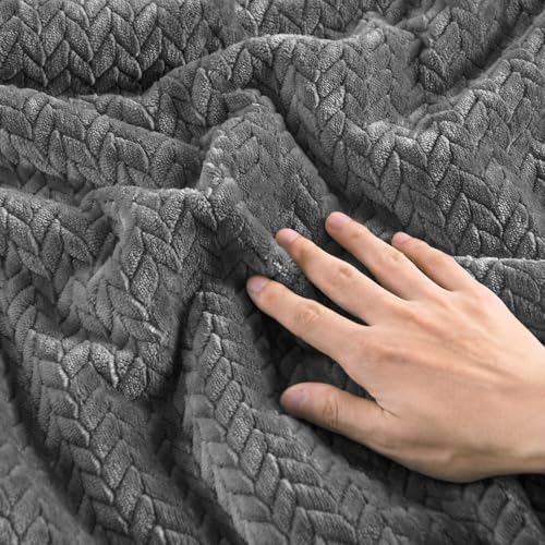 Vändbar stickad flanell- och sammetstäckenset – 3D Leaf Texture 3-delad sängkläder