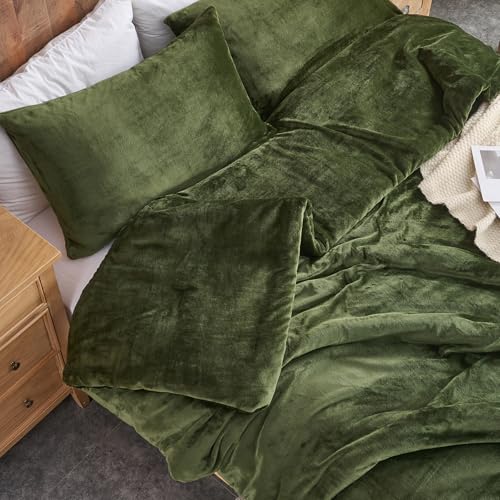Forest Green Velvet Täcken Set – Ultra Soft Quilted 3-delad sängkläder Set
