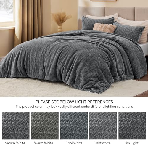 Vändbar stickad flanell- och sammetstäckenset – 3D Leaf Texture 3-delad sängkläder